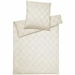 Schlussverkauf ? Elegante Trattino Bettwäsche-Set Aus Mako-Satin - 135x200 / 40x80 Cm - Natur ?