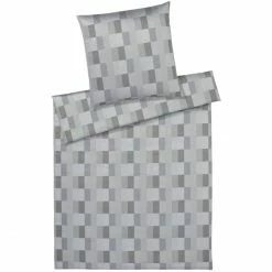 Großhandel ? Elegante Piazza Bettwäsche-Set Aus Mako-Satin - 135x200 / 40x80 Cm - Silbergrau ?