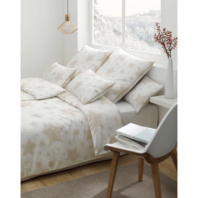 Rabatt ? Elegante Cosmos Bettwäsche-Set Aus Satin - 155x220 / 80x80 Cm - Weißgold ? 2 Rabatt ? Elegante Cosmos Bettwäsche-Set Aus Satin - 155x220 / 80x80 Cm - Weißgold ? – Bild 2