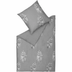 Angebote ⌛ Schöner Wohnen Jungle Leaves Bettwäsche-Set - 155x220 / 80x80 Cm - Grau ?