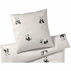 Angebote ? Elegante Panda Bear Kinderbettwäsche Aus Mako-Satin - 100x135 / 40x60 Cm - Sand ?