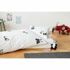 Besorgen ✔️ Elegante Panda Bear Kinderbettwäsche Aus Mako-Satin - 100x135 / 40x60 Cm - Silber ? -ESSENZA HOME SHOP unnamed file 1143