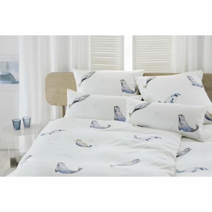 Großhandel ? Elegante Seals Kopfkissenbezug Aus Mako-Satin - 40x80 Cm - Weiß ? 4 Großhandel ? Elegante Seals Kopfkissenbezug Aus Mako-Satin - 40x80 Cm - Weiß ? – Bild 4