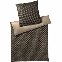 Beste Bewertungen von ? Elegante Natural Allover Bettwäsche-Set Aus Mako-Satin - 135x200 / 40x80 Cm - Caramel-schwarz ?