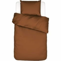 Auslauf ✔️ ESSENZA HOME Essenza Minte Satin-Bettwäsche - 135x200 / 80x80 Cm - Leather Brown ?