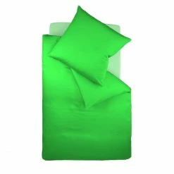 Auslauf ⭐ Fleuresse Colours Bettwäsche-Garnitur - 135x200 / 80x80 Cm - Grasgrün ?