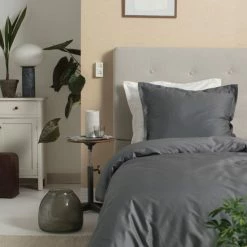 Brandneu ⭐ CINDERELLA PLAIN SATIN BETTWÄSCHE-SET - 135x200 / 80x80 Cm - Anthracite ? -ESSENZA HOME SHOP unnamed file 1651