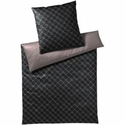 Coupon ? JOOP! Cornflower Double Bettwäsche Aus Mako-Satin - 200x220 / 2x40x80 Cm - Shiny Black ?