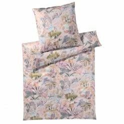 Am billigsten ✨ Elegante Tropic Bettwäsche Aus Mako-Satin - 155x200 / 80x80 Cm - Puder ⌛