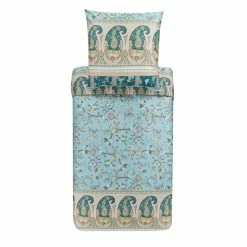 Aktion ? Bassetti GENOVA Bettwäsche-Set Aus Baumwollsatin - 135x200 / 80x80 Cm - V1-grün ?