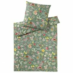 Bestes Angebot ✨ Elegante Fruits Bettwäsche Aus Mako-Satin - 155x220 / 80x80 Cm - Salbei ✨