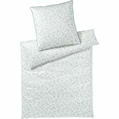 Schlussverkauf ? Elegante Olive Bettwäsche-Set Aus Mako-Satin - 135x200 / 40x80 Cm - Bleu ⭐