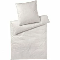 Blitzangebot ✨ Elegante Hamburger Streifen Bettwäsche-Set Aus Mako-Satin - 135x200 / 40x80 Cm - Sand ?