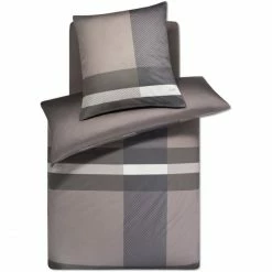 Budget ? JOOP! Modern Bettwäsche-Set Aus Mako-Satin - 135x200 / 40x80 Cm - Stone ?